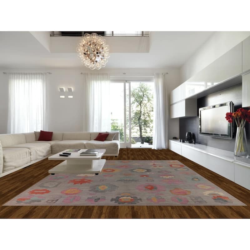 Vegetable Dye Oushak Large Area Rug Hand-Knotted Turkish Wool Carpet - 12'1"x 14'10"