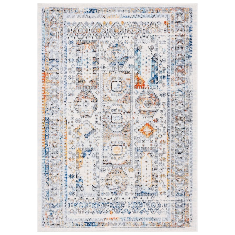 SAFAVIEH Tulum Jacobien Boho Rug - 4'5" x 6'5" - Ivory Grey/Blue Rust