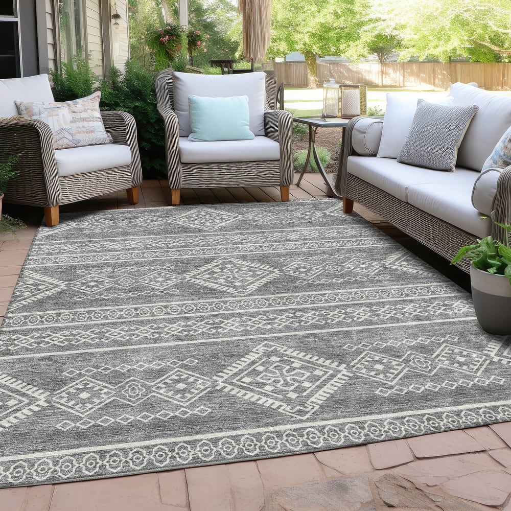 Machine Washable Indoor/ Outdoor Chantille Moroccan Boho Rug