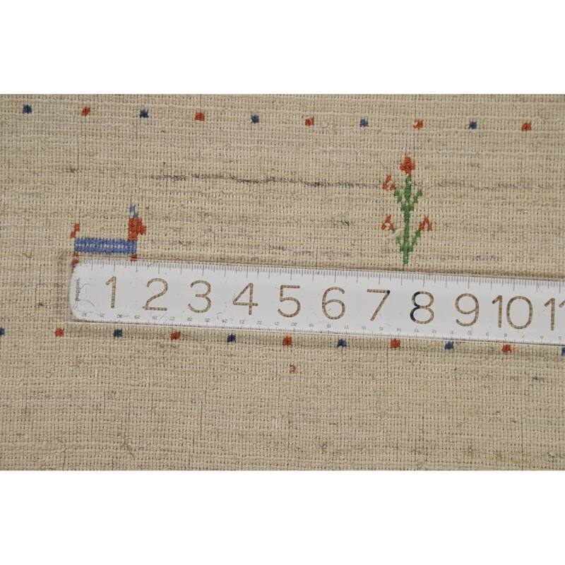 Tribal Gabbeh Indian Foyer Rug Handmade Accent Beige Silk Carpet - 3'1"x 4'11"