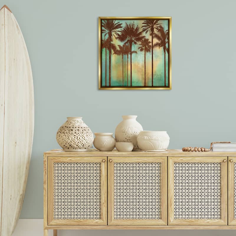 Stupell Palm Trees over Gradient Framed Floater Canvas Wall Art Design By John Seba