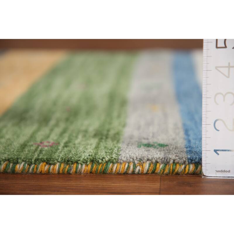 Striped Gabbeh Indian Rug Handmade Wool Carpet - 2'7"x 4'11"