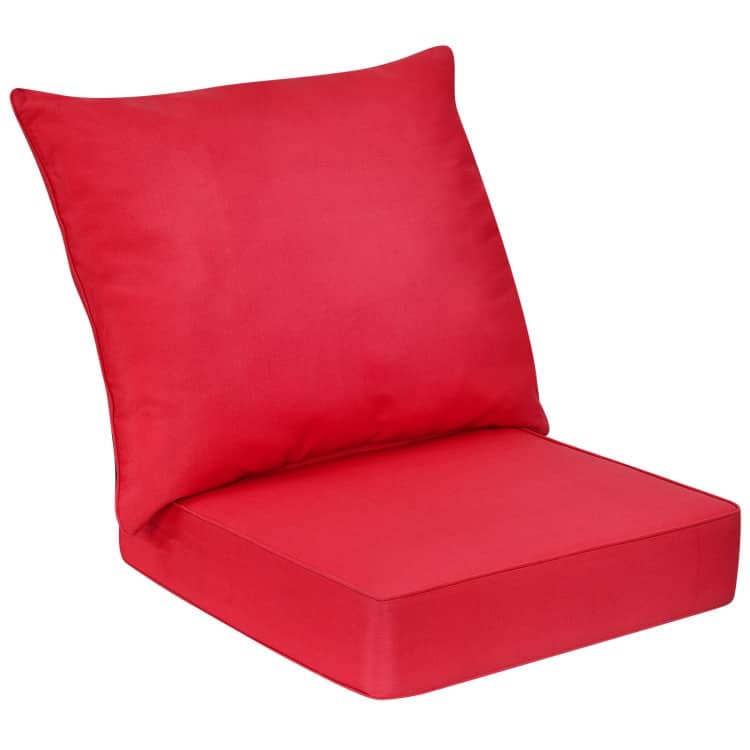 Deep Seat Chair Cushions with Backrest and Tie Belts for Patio or Home - 25" x 25" x 6"