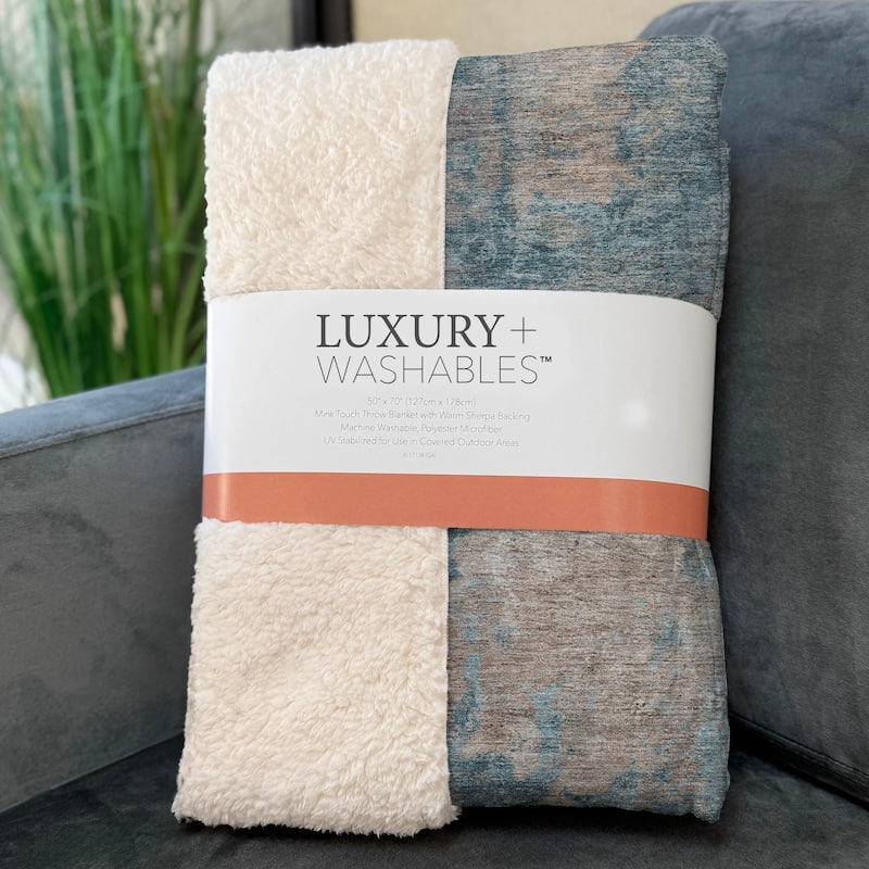 Premium Machine Washable Abstract Modern Sherpa Throw Blanket