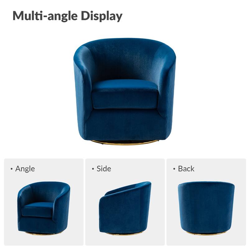 Eleuterio Modern Upholstered Swivel Accent Barrel Chair with Metal Base Set of 2 by HULALA HOME