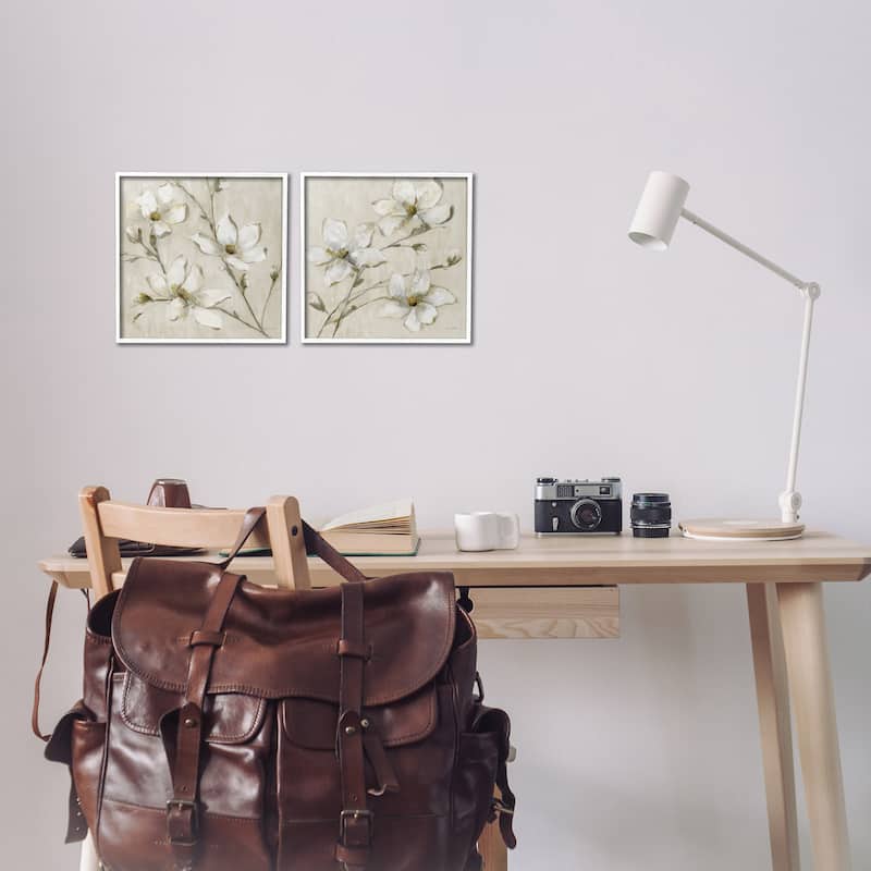 Stupell Outstretched Dogwood Branches Framed Giclee Art Design By Sally Swatland (Set of 2)