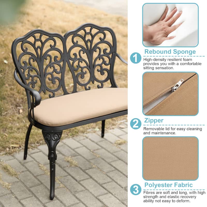 HOMEFUN Aluminum Outdoor Butterfly Loveseats Park Garden Bench