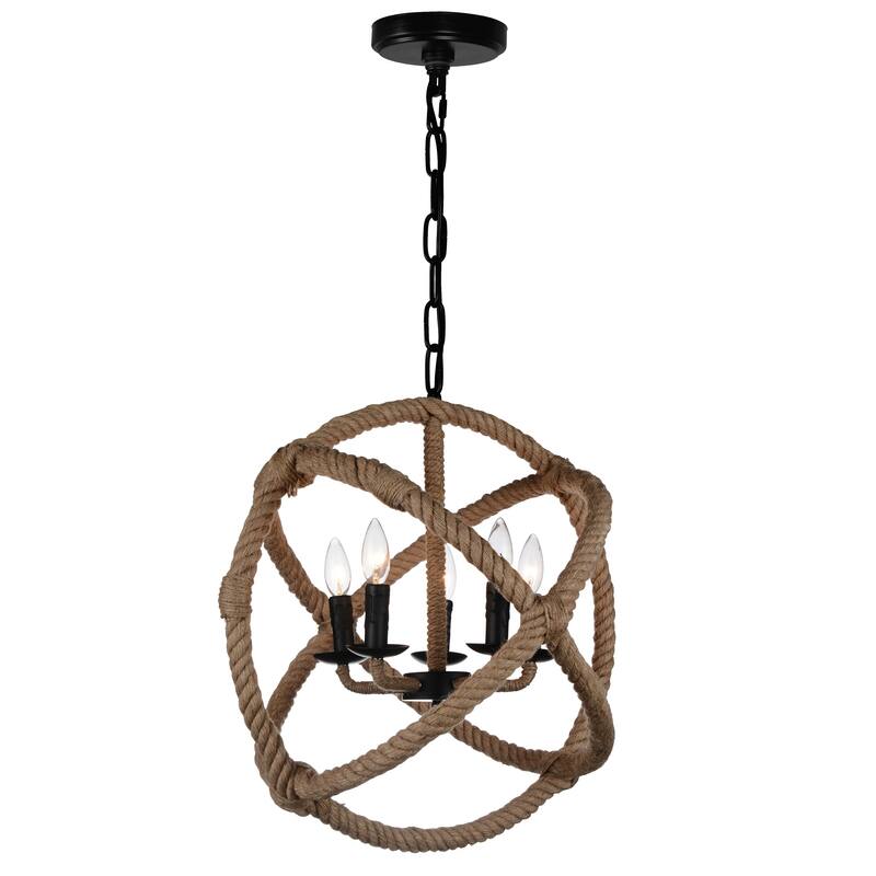 Padma 5 Light 21in Black Chandelier - Black