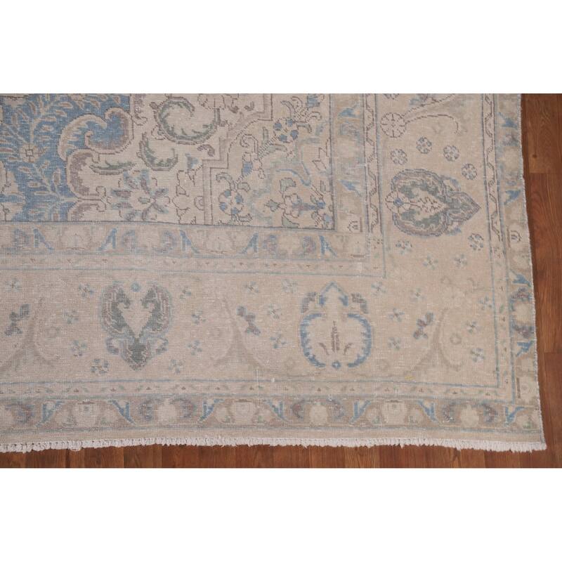 Hand Knotted Oriental 100% Wool Carpet Traditional Medallion Beige & Ivories Tabriz Area Rug - 12' 10'' X 9' 6''
