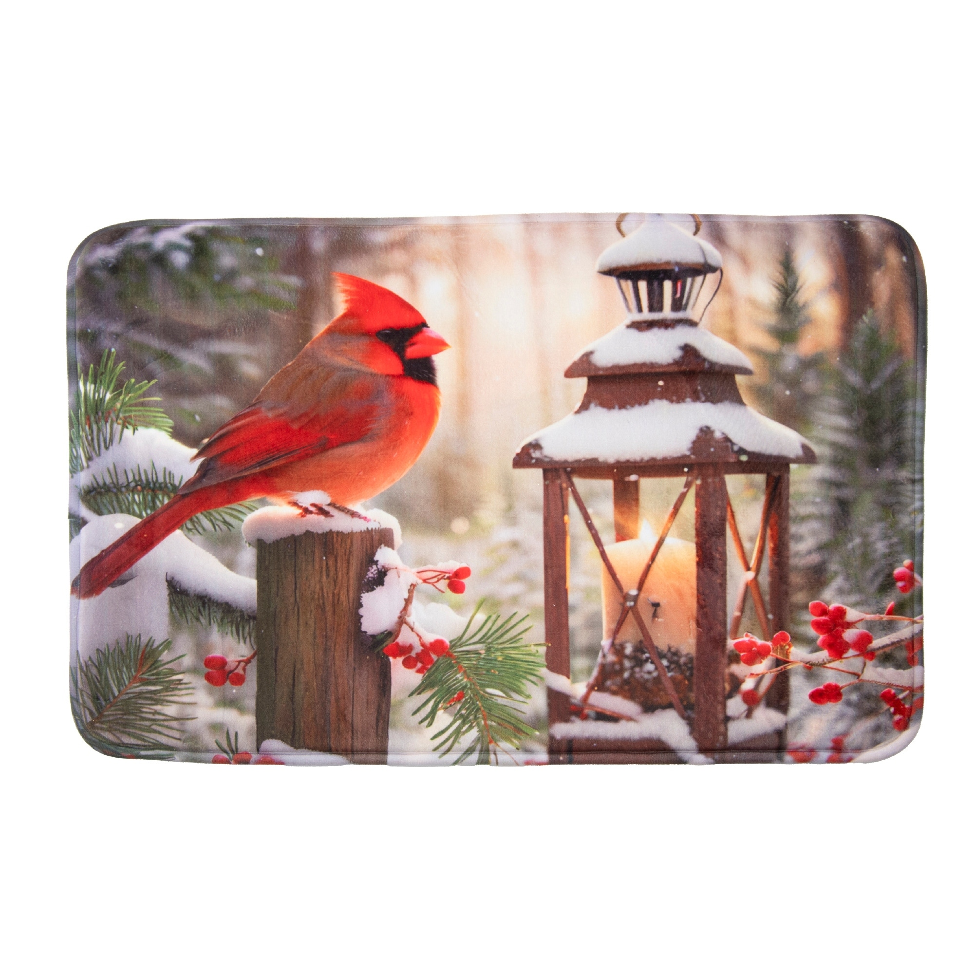 Memory Foam Digital Print Mat Cardinal with Lantern
