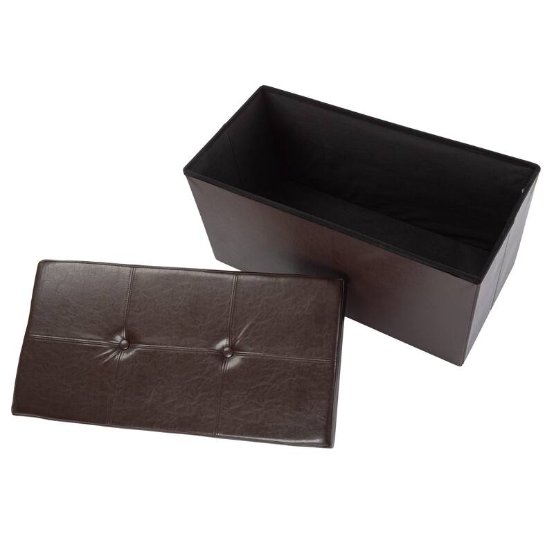 Lavish Home Faux Leather Storage Ottoman