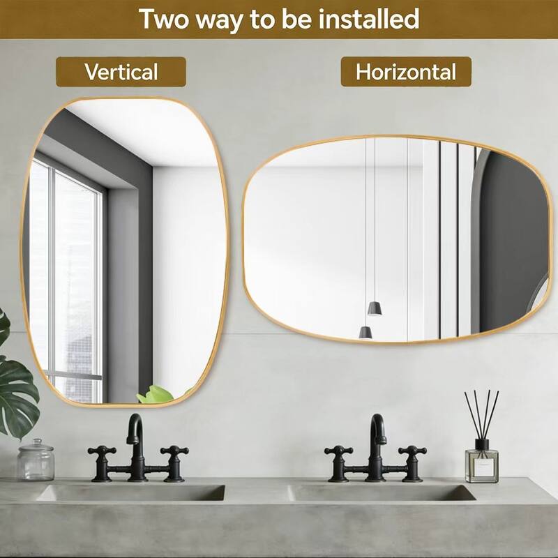 30x40 in Metal Framed Oval Vanity Bathrrom Mirror for Wall