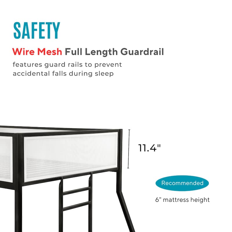 Furniture of America Jackson Modern Black Metal Twin over Full Bunk bed with Reversible Ladder