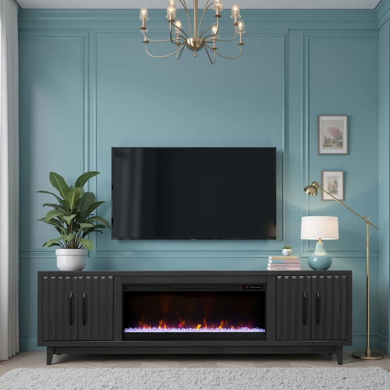 Bridgevine Home Radiance 94 inch Fireplace TV Stand for TVs up to 100 inches