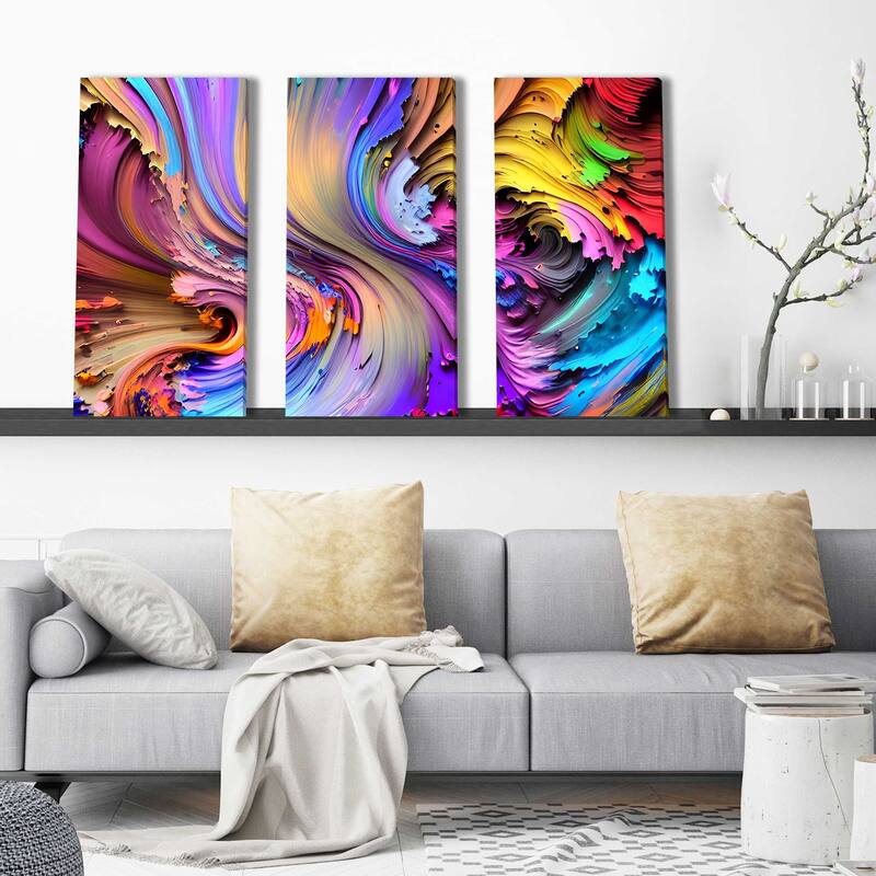 "Constructed Dreams X" by Nikita Mann 3 Piece Set on Canvas