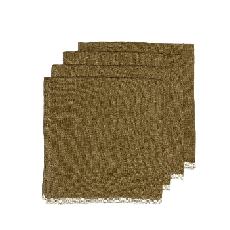 Caravan Chunky Linen Napkins - Set of 4 - Forest Green
