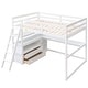 preview thumbnail 23 of 30, Full Size Loft Bed with Desk, Shelves, Two Built-in Drawers, Solid Pine Wood Frame, Guard Rails and Ladder, Grey