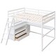 preview thumbnail 27 of 34, Full Size Loft Bed with Desk and Shelves, 2 Built-in Drawers, Gray