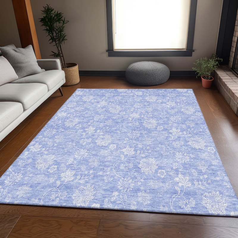 Premium Washable Super Soft Floral Garden Mayfield Rug - Sky - 9' x 12' - Rectangle