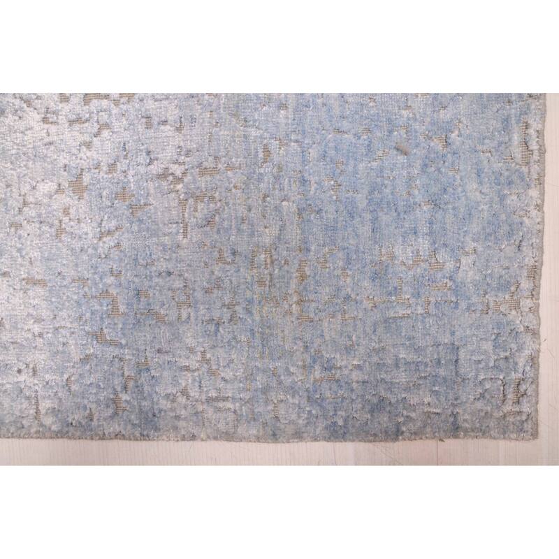 ECARPETGALLERY Hand-knotted Legacy Light Denim Blue Silk, Wool Rug - 2'8 x 8'11