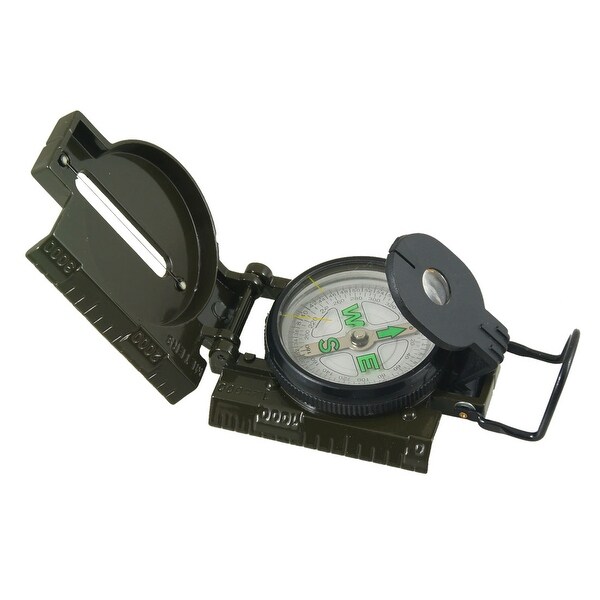 Unique Bargains Army Green Hiking Camping Metal Round Dial Pocket Compass