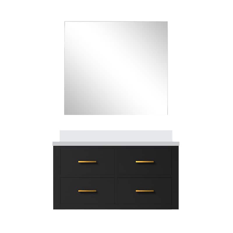 Castor Bath Vanity with Cultured Marble Top, Sink and Mirror