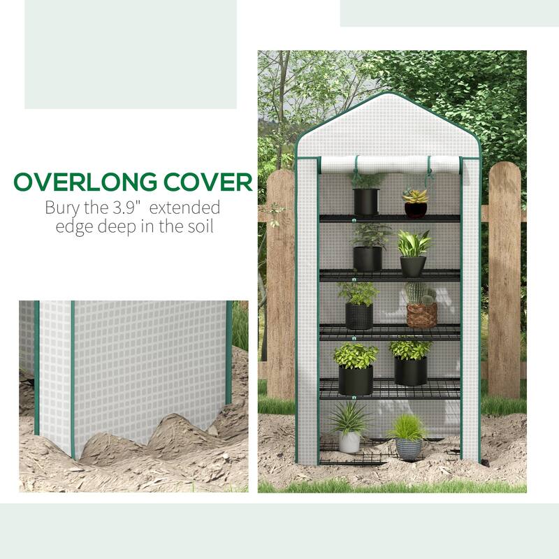 Outsunny 5 Tier Mini Greenhouse, 76" x 35.4" x 19.3" Small Portable Greenhouse with Reinforced PE Cover, Green