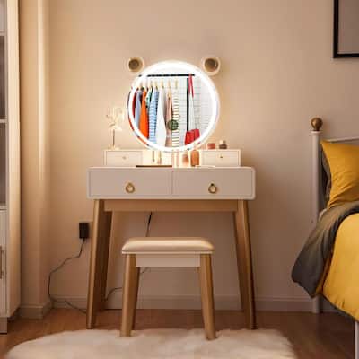 Gymax Makeup Dressing Vanity Table Set w/ Touch Screen Mirror - See Details