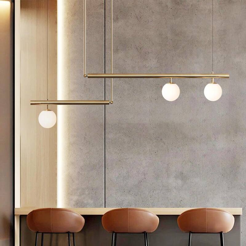 3-light Kitchen Island Linear Pendant Light - Brass