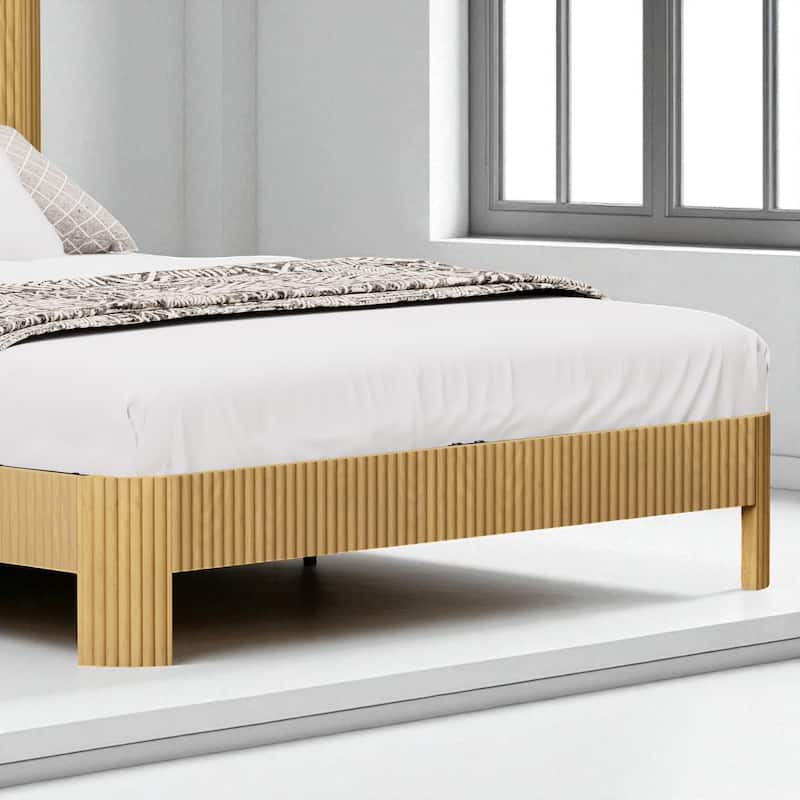 Full XL/Queen Bed Frame with Storage Headboard, USB Charging Station, Noise-Free Metal Platform with Curved Design