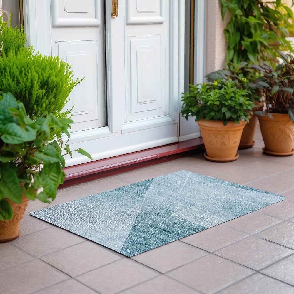 Machine Washable Indoor/ Outdoor Chantille Contemporary Abstract Rug