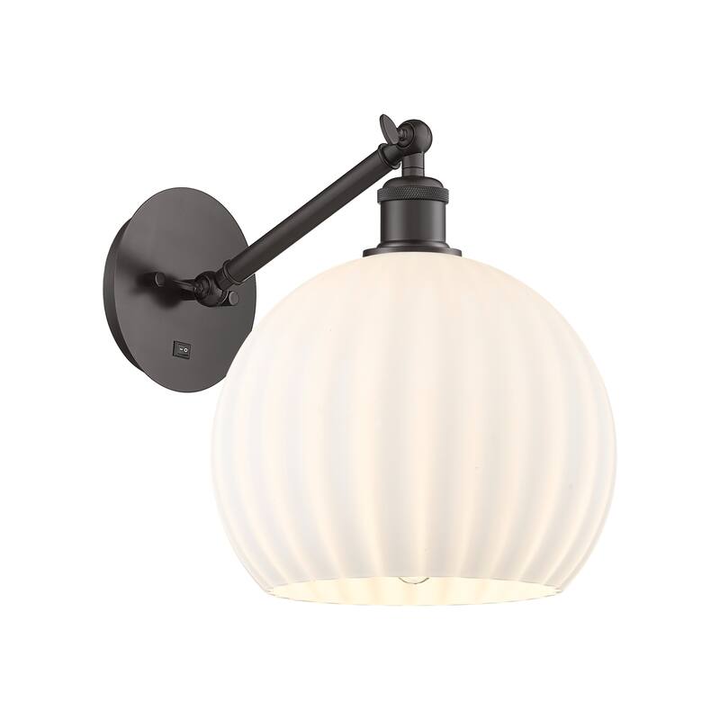 Innovations Lighting Endless Possibilities Ballston - White Venetian - 1 Light 10" Adjustable Sconce - Arm Adjusts Up and Down - White Venetian/Oil Rubbed Bronze