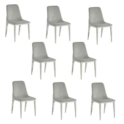 Vincenzo Light Grey and Chrome Upholstered Dining Chairs (Set of 8)