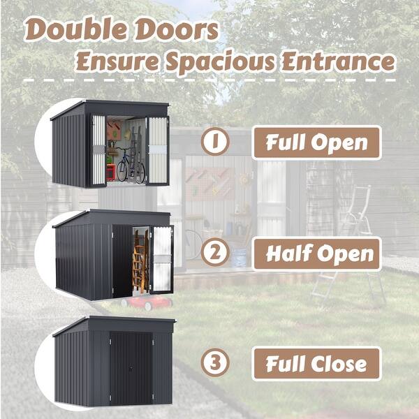 VEIKOUS 10'x6' Outdoor Storage Shed with Galvanized Steel Double Doors - 10×6