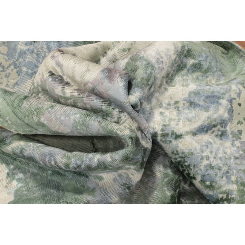 Hand Knotted Oriental Viscose Silk Carpet Modern Abstract Multi-Colored Abstract Area Rug - 8' 0'' X 5' 7''