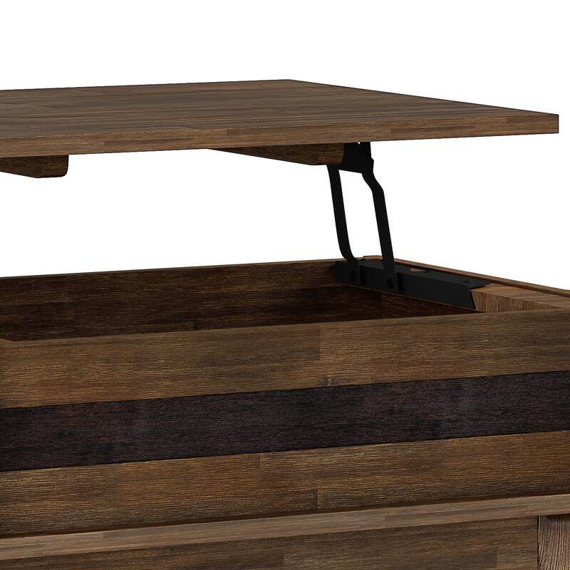 WYNDENHALL Wright SOLID ACACIA WOOD 48" Wide Rectangle Mid Century Lift Top Coffee Table in Rustic Natural Aged Brown