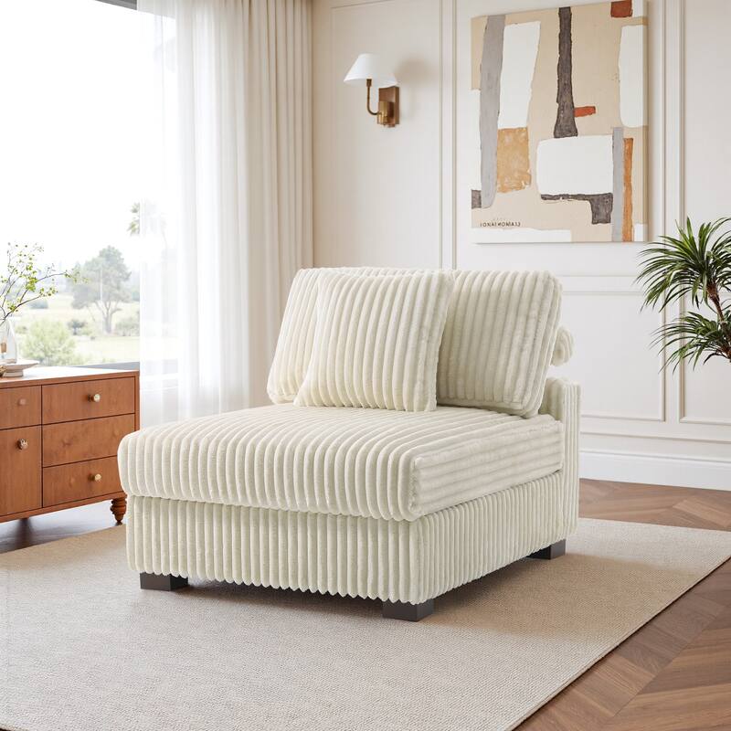 35.7" W Plush Corduroy Upholstered Armless Modular Sofa Chair
