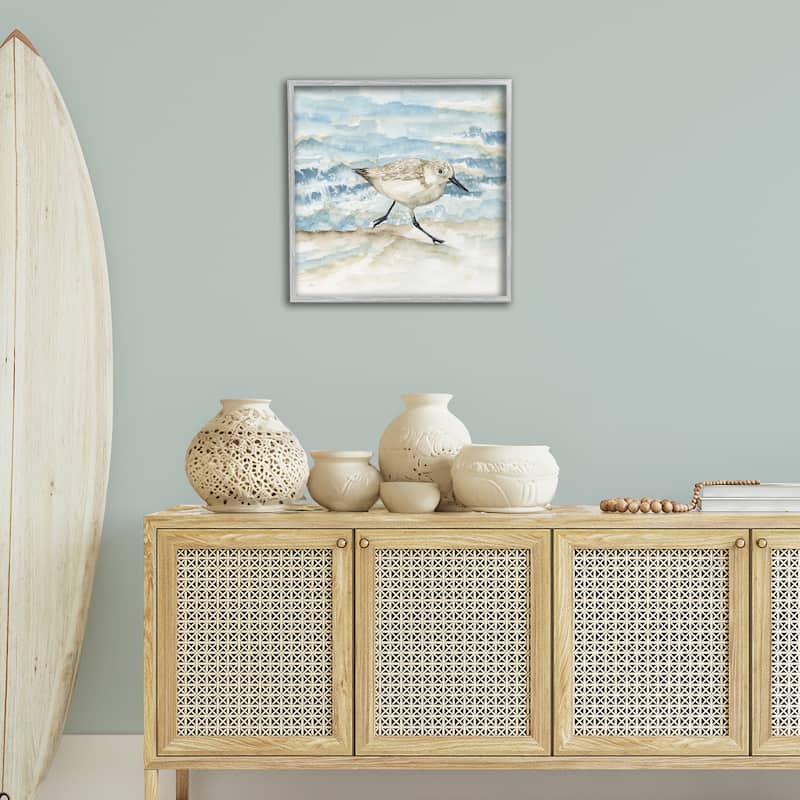 Stupell Sandpiper Striding Shore Framed Giclee Art Design By Nan