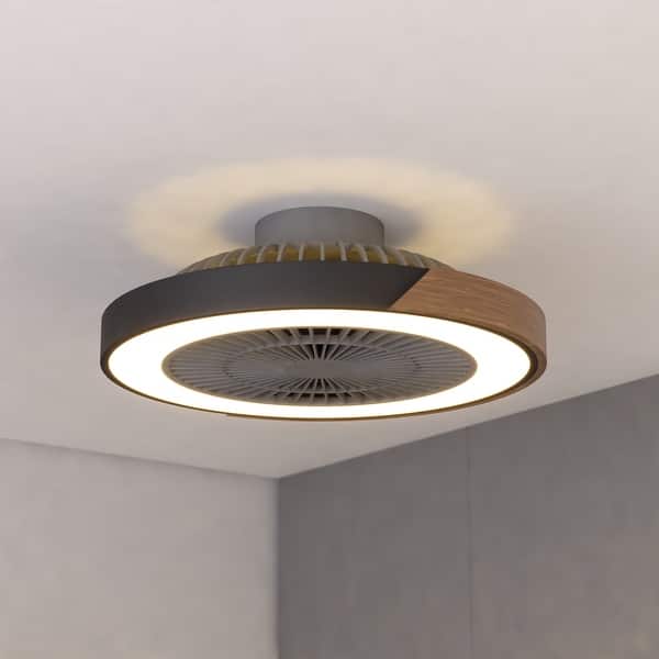 slide 2 of 10, Everette 20 in. Matte Black Low Profile Flush Mount Ceiling Fan, RGBIC LED Light Kit and Remote, 6 Speed, Efficient DC Motor 20-in W x 6.75-in H x 20-in D - Matte Black