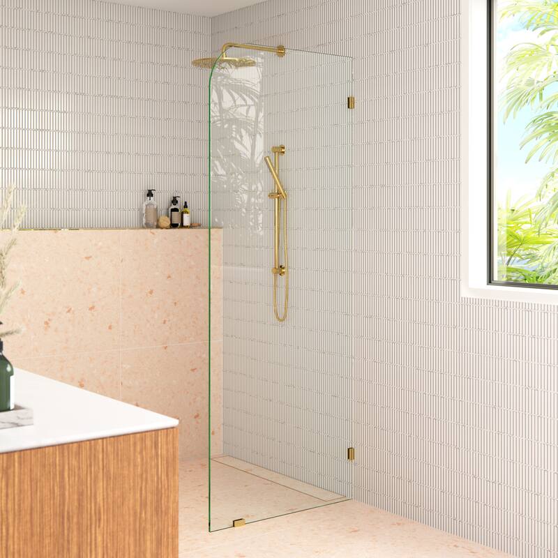 Glass Warehouse 38" x 78" Frameless Shower Door - Single Fixed Panel Radius