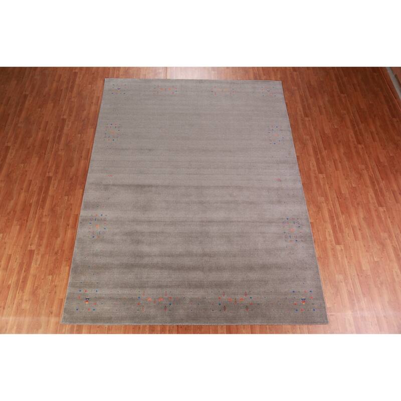 Gabbeh Indian Area Rug Handmade Oriental Grey Wool Carpet - 9'1" x 11'11"