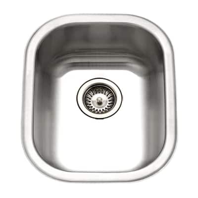 Houzer Club 14 inch Stainless Steel Undermount Medium Bowl Bar Sink with Strainer & Grid