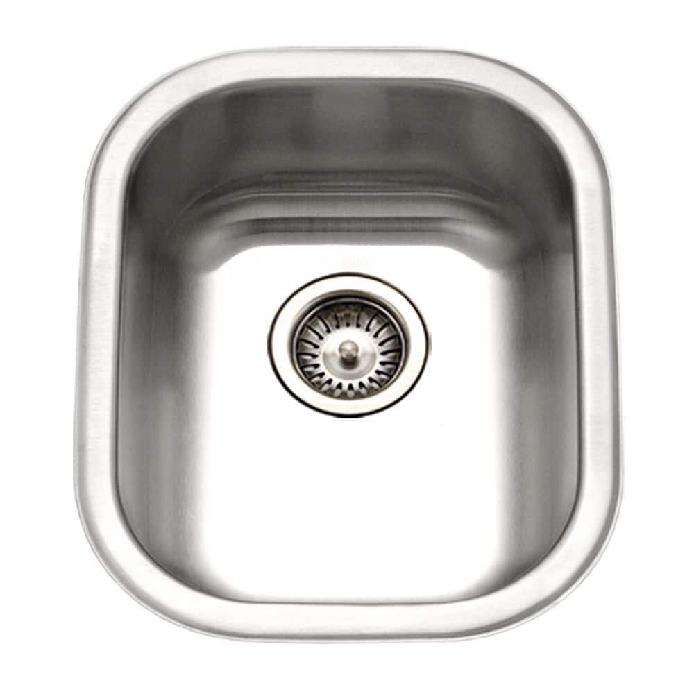 Houzer Club 14 inch Stainless Steel Undermount Medium Bowl Bar Sink with Strainer & Grid