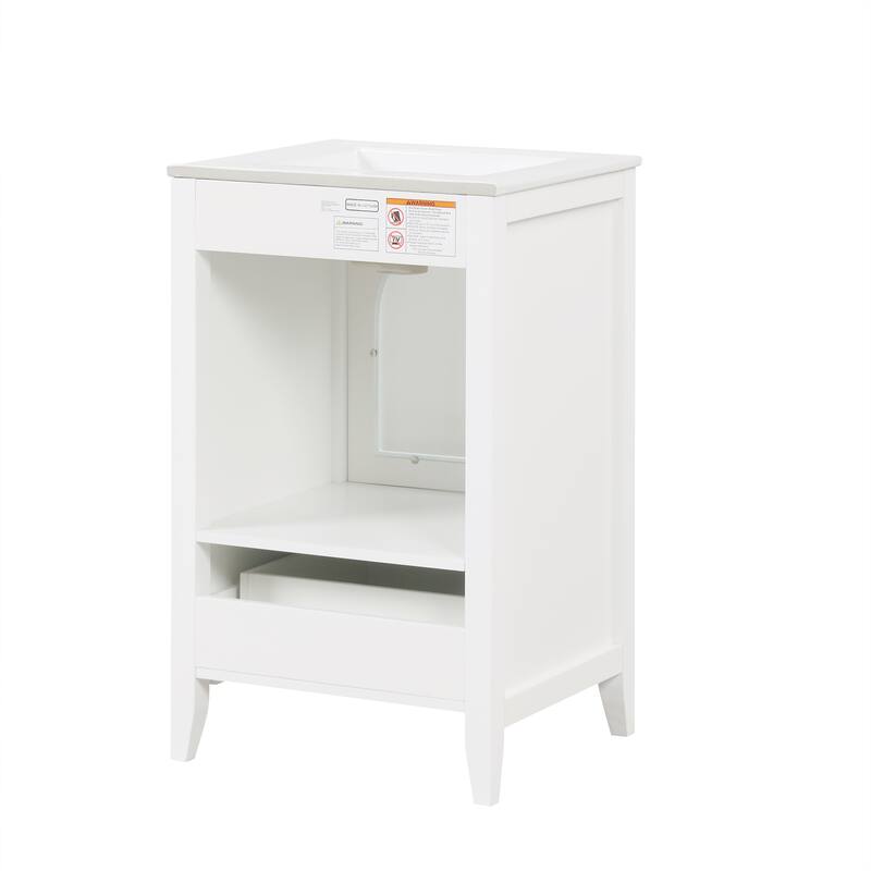 20 inch MDF Bathroom Vanity with Sink, Bathroom Cabinet with Soft Closing Glass Door