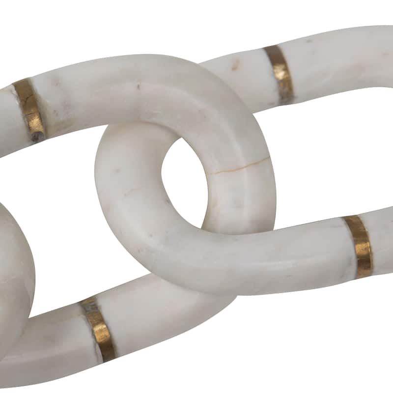 Marcille Hand Cut White Banswara Marble 3 Link Chain Tabletop DÃ©cor