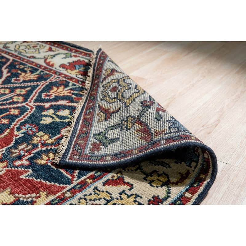 Handknotted Wool NAVY / IVORY Traditional All Over Traditional Knot Rug