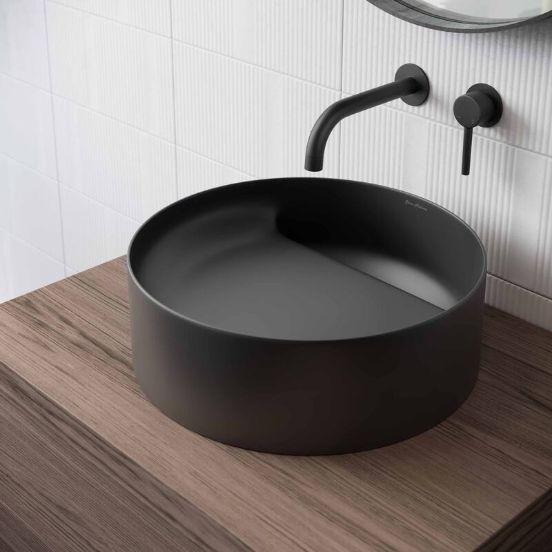 Beau 16.5” Round Vessel Bathroom Sink - Matte Black