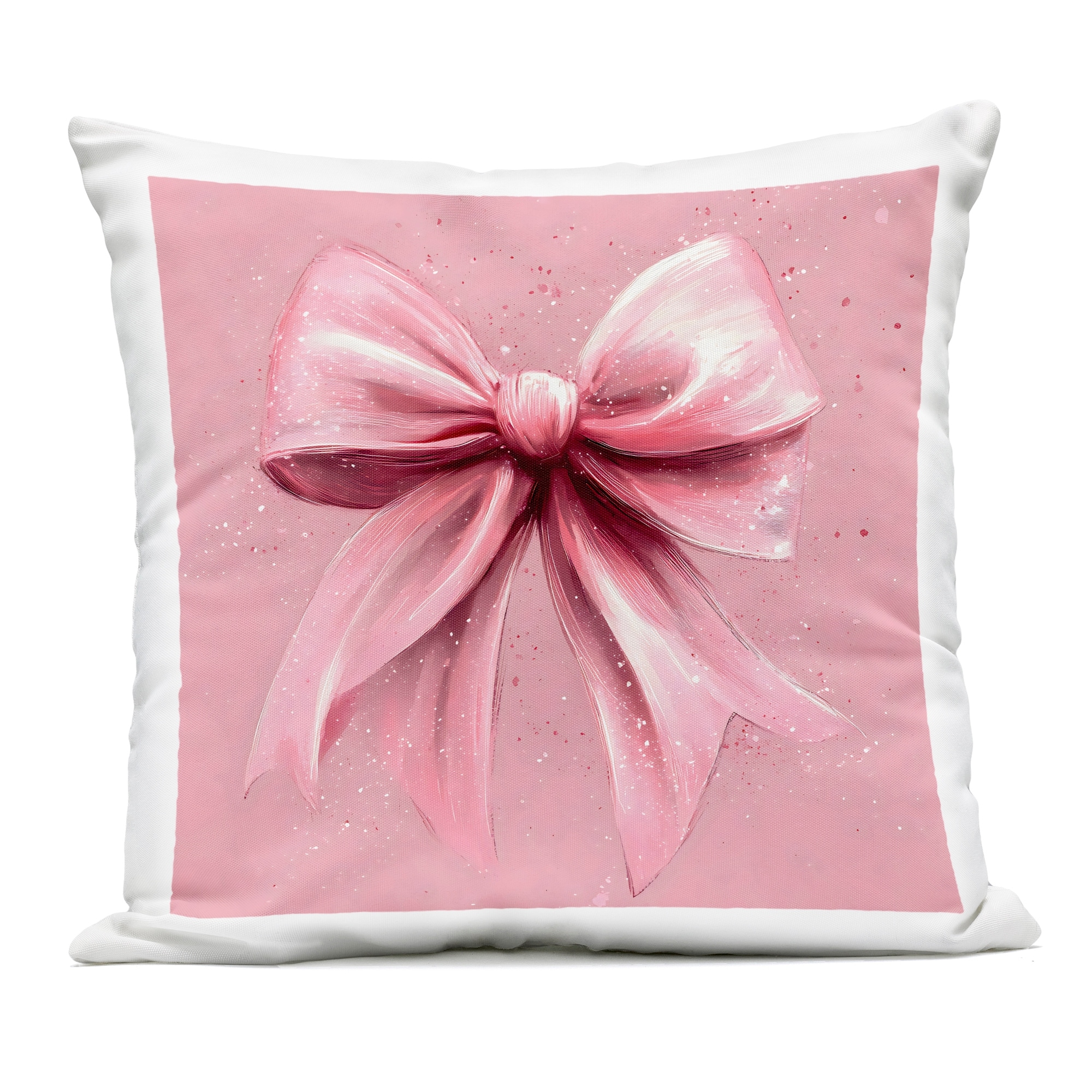 Stupell Big Pink Bow with Speckles Outdoor Throw Pillow Design By Creative Studio