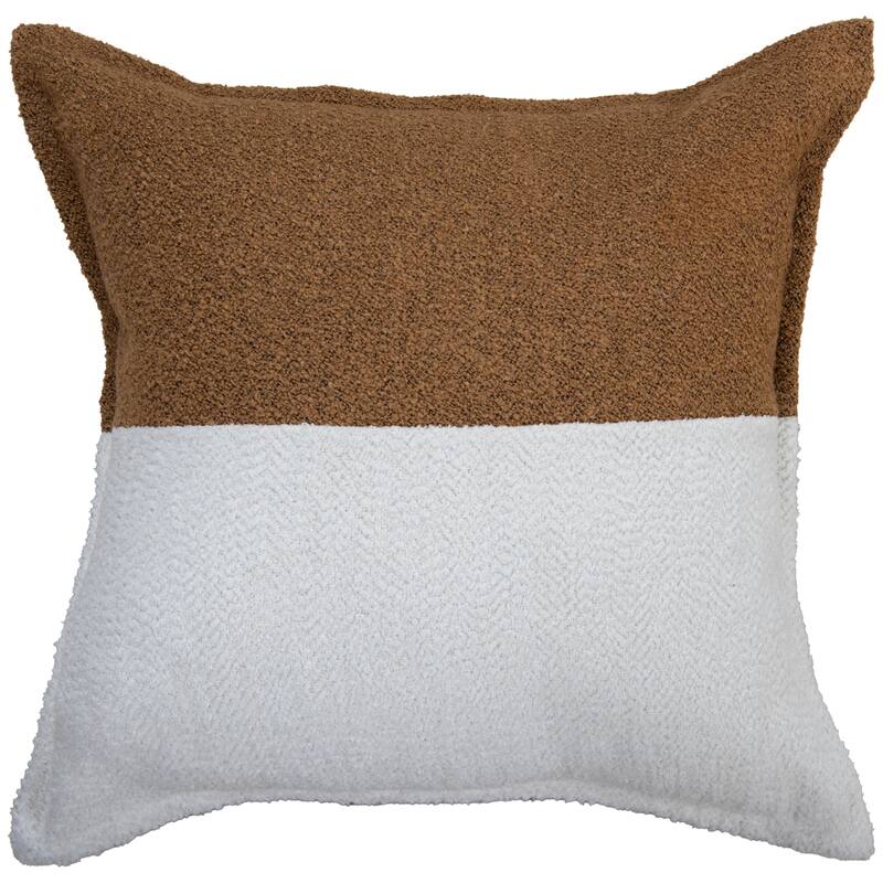 Rizzy Home Rustic Color Block Saddle Brown/Ivory Throw Pillow