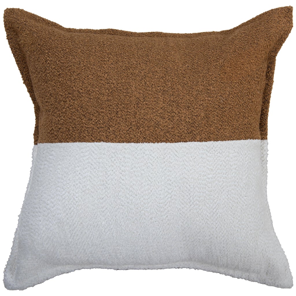Rizzy Home Rustic Color Block Saddle Brown/Ivory Throw Pillow